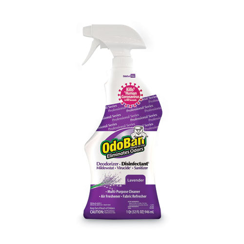 Image of OdoBan® 910162-Q12 Rtu Odor Eliminator And Disinfectant, Lavender, 32 Oz Spray Bottle, 12/carton