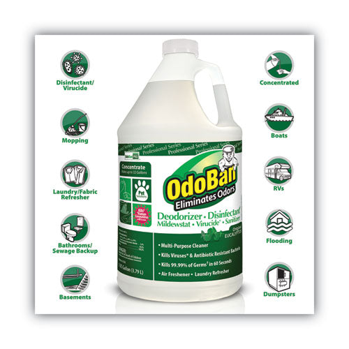 Image of OdoBan® 911062-G4 Concentrated Odor Eliminator And Disinfectant, Eucalyptus, 1 Gal Bottle