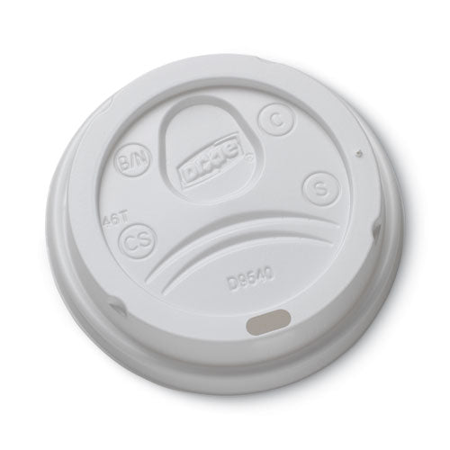 Image of Dixie® DL9540 Sip-Through Dome Hot Drink Lids, Fits 10 oz Hot Cups, Plastic, White, 100/Pack