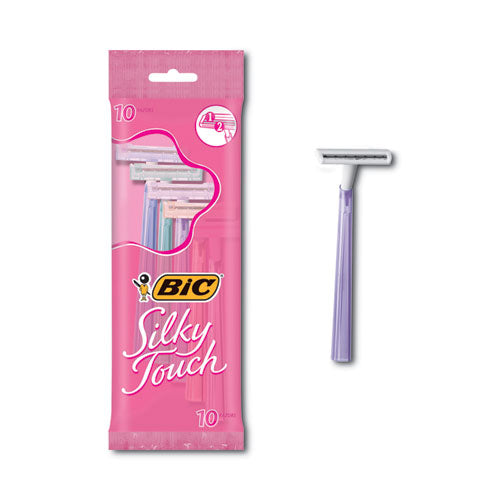 Image of BIC® STWP102 Silky Touch Women's Disposable Razor, 2 Blades, Assorted Colors, 10/pack
