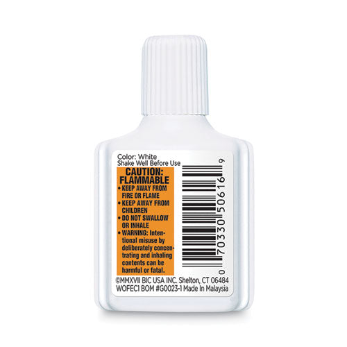 Image of BIC® WOFEC12WE Wite-Out Extra Coverage Correction Fluid Value Pack, Foam Brush Tip Applicator, 0.68 oz Bottle, White, Dozen