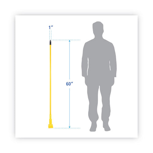 Image of Boardwalk® BWK610 Plastic Jaws Mop Handle for 5" Wide Mop Heads, 1" dia x 60", Yellow