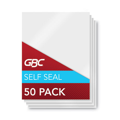 Image of GBC® 3747307CF Selfseal Self-Adhesive Laminating Pouches And Single-Sided Sheets, 3 Mil, 9" X 12", Gloss Clear, 50/pack