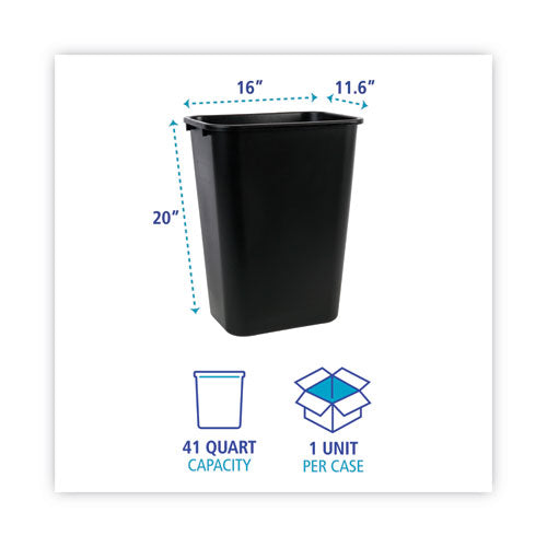 Image of Boardwalk® 3485203 Soft-Sided Wastebasket, 41 Qt, Plastic, Black