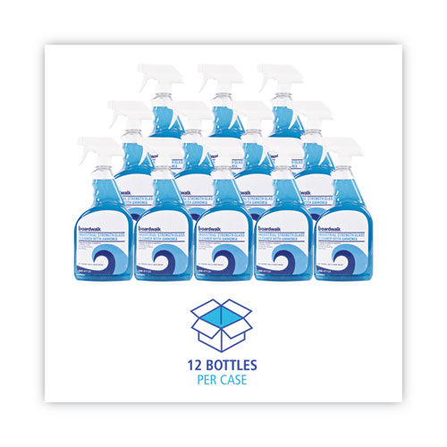 Image of Boardwalk® 585600-12ESSN Industrial Strength Glass Cleaner with Ammonia, Unscented, 32 oz Trigger Spray Bottle, 12/Carton