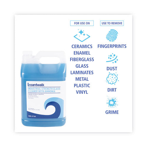 Image of Boardwalk® BWK4714AEA Industrial Strength Glass Cleaner With Ammonia, 1 Gal Bottle
