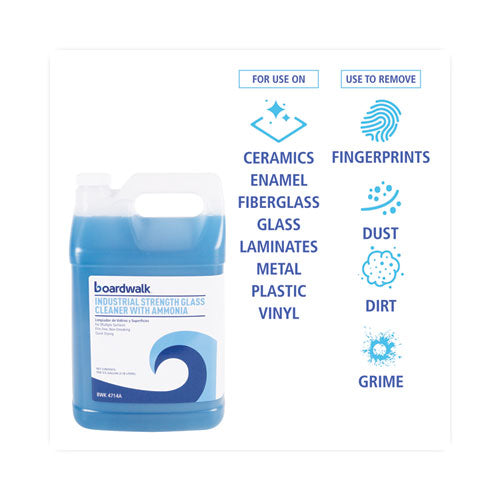 Image of Boardwalk® 585600-41ESSN Industrial Strength Glass Cleaner With Ammonia, 1 Gal Bottle, 4/carton