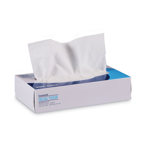 Image of Boardwalk® BWK6500B Office Packs Facial Tissue, Flat Box, 2-Ply, White, 100 Sheets/Box, 30 Boxes/Carton
