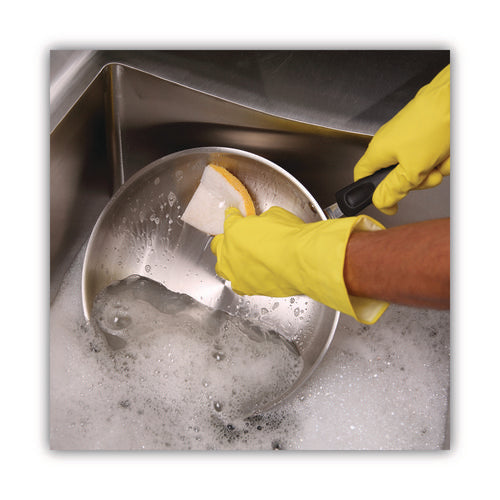 Image of Boardwalk® 63BWK LD Light-Duty Scrubbing Sponge, Individually Wrapped, 3.6 x 6.1, 0.7" Thick, Yellow/White, 20/Carton