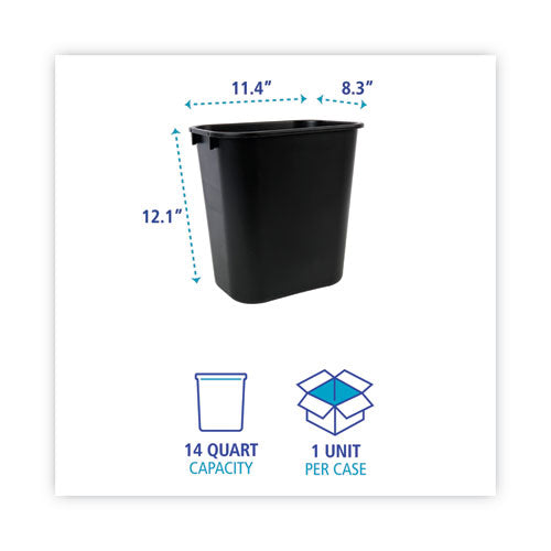 Image of Boardwalk® 3485201 Soft-Sided Wastebasket, 14 Qt, Plastic, Black