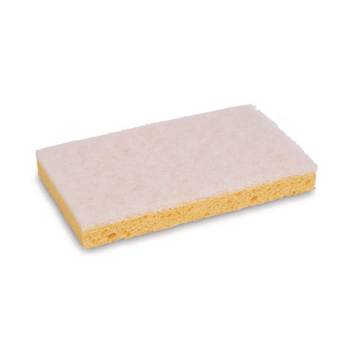 Image of Boardwalk® 63BWK LD Light-Duty Scrubbing Sponge, Individually Wrapped, 3.6 x 6.1, 0.7" Thick, Yellow/White, 20/Carton