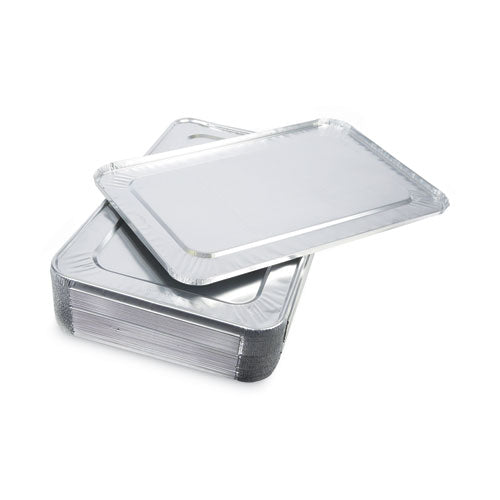 Image of Boardwalk® BWKLIDSTEAMFL Aluminum Steam Table Pan Lids, Fits Full-Size Deep Pan, 380 Gauge, 0.63" Deep, 12.88 x 20.81, 50/Carton