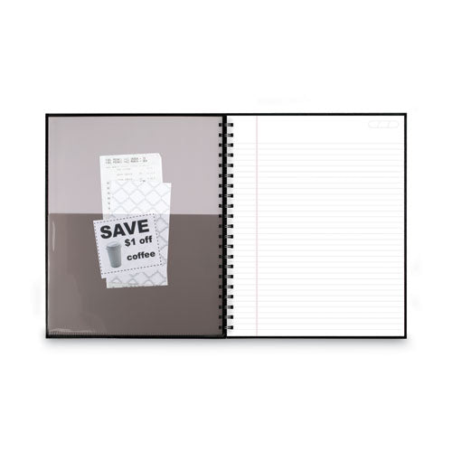 Image of Cambridge® Limited 06100 Hardbound Notebook with Pocket, 1-Subject, Wide/Legal Rule, Black Cover, (96) 11 x 8.5 Sheets