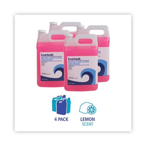 Image of Boardwalk® 570600-41ESSN Neutral Floor Cleaner Concentrate, Lemon Scent, 1 Gal Bottle, 4/carton
