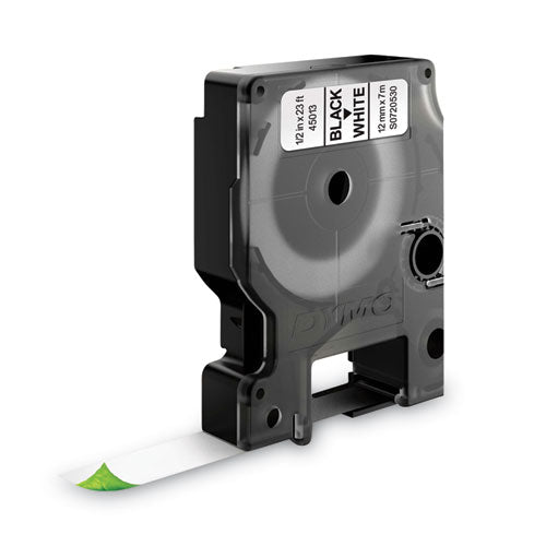 Image of DYMO® 18483 Rhino Permanent Poly Industrial Label Tape, 0.5" X 18 Ft, White/black Print