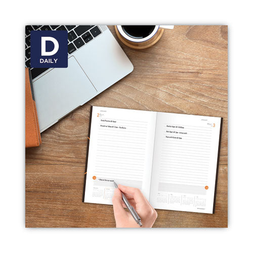 Image of AT-A-GLANCEÂ® One-Day-Per-Page Planning Notebook, 9 x 6, Dark Brown/Orange Cover, 12-Month (Jan to Dec): 2025