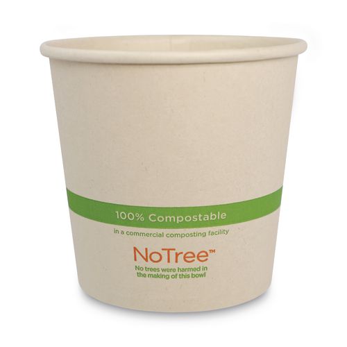 Image of World Centric® BO-SU-24 No Tree Paper Bowls, 24 oz, 4.4" Diameter x 4.5" h, Natural, Sugarcane, 500/Carton