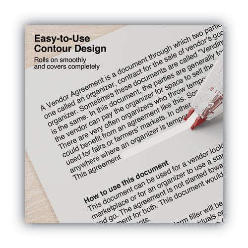 Image of Universal® UNV75602 Correction Tape Dispenser, Non-Refillable, 0.2" x 26.25 ft, White Tape, Clear/Red Dispenser, 2/Pack