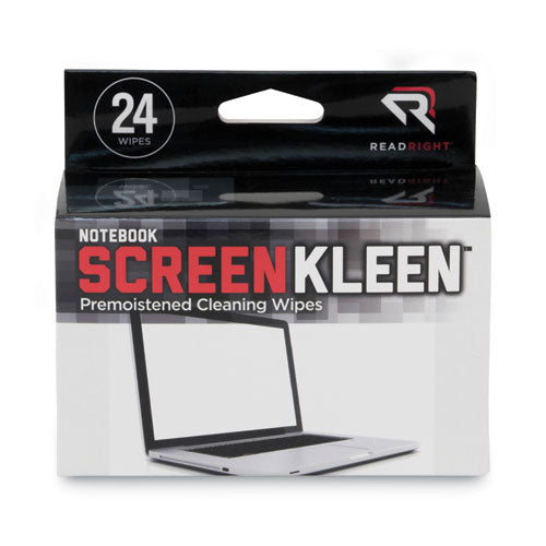 Image of Read Right® RR1217 Notebook Screenkleen Pads, Cloth, 7 X 5, White, 24/box