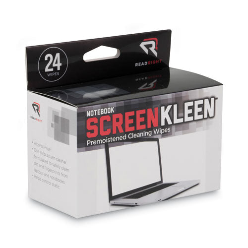 Image of Read Right® RR1217 Notebook Screenkleen Pads, Cloth, 7 X 5, White, 24/box