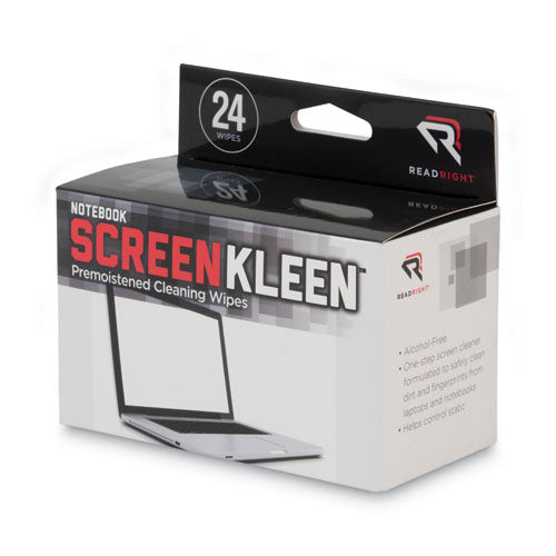 Image of Read Right® RR1217 Notebook Screenkleen Pads, Cloth, 7 X 5, White, 24/box
