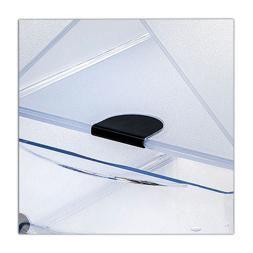 Image of deflecto® 350701 Stackable Cube Organizer, Divided, 2 Compartments, Plastic, 6 x 6 x 6, Clear