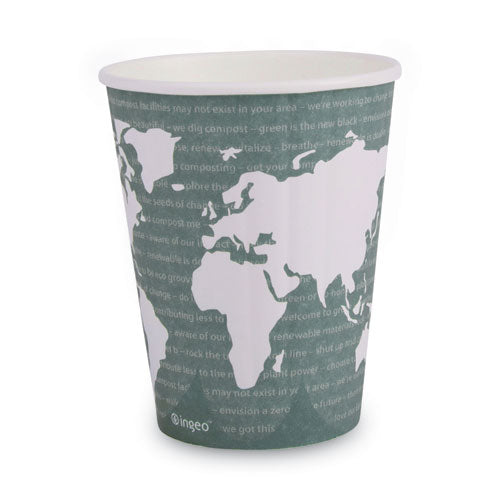 Image of Eco-Products® EP-BNHC12-WD World Art Renewable and Compostable Insulated Hot Cups, 12 oz, Paper, Brown/White, 40/Pack, 15 Packs/Carton