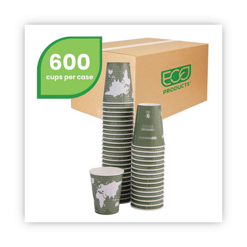 Image of Eco-Products® EP-BNHC12-WD World Art Renewable and Compostable Insulated Hot Cups, 12 oz, Paper, Brown/White, 40/Pack, 15 Packs/Carton