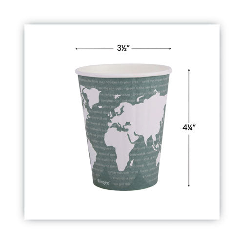 Image of Eco-Products® EP-BNHC12-WD World Art Renewable and Compostable Insulated Hot Cups, 12 oz, Paper, Brown/White, 40/Pack, 15 Packs/Carton