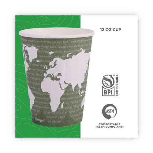Image of Eco-Products® EP-BNHC12-WD World Art Renewable and Compostable Insulated Hot Cups, 12 oz, Paper, Brown/White, 40/Pack, 15 Packs/Carton