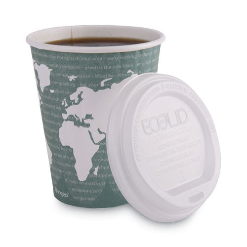 Image of Eco-Products® EP-BNHC12-WD World Art Renewable and Compostable Insulated Hot Cups, 12 oz, Paper, Brown/White, 40/Pack, 15 Packs/Carton