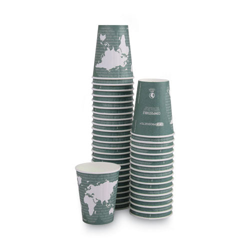 Image of Eco-Products® EP-BNHC12-WD World Art Renewable and Compostable Insulated Hot Cups, 12 oz, Paper, Brown/White, 40/Pack, 15 Packs/Carton