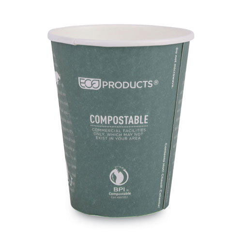 Image of Eco-Products® EP-BNHC12-WD World Art Renewable and Compostable Insulated Hot Cups, 12 oz, Paper, Brown/White, 40/Pack, 15 Packs/Carton
