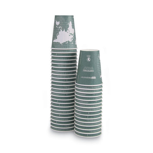 Image of Eco-Products® EP-BNHC12-WD World Art Renewable and Compostable Insulated Hot Cups, 12 oz, Paper, Brown/White, 40/Pack, 15 Packs/Carton