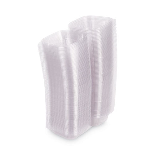 Image of Eco-Products® EP-LC6 Renewable and Compostable Clear Clamshell Hinged Food Containers, 6 x 6 x 3, Plastic, 80/Pack, 3 Packs/Carton