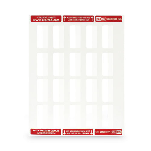 Image of Redi-Tag® B39170 Laser Printable Index Tabs, 1/5-Cut, White, 2" Wide, 300/Pack