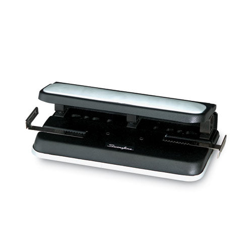 Image of Swingline® A7074350F 32-Sheet Lever Handle Heavy-Duty Two- To Seven-Hole Punch, 9/32" Holes, Black