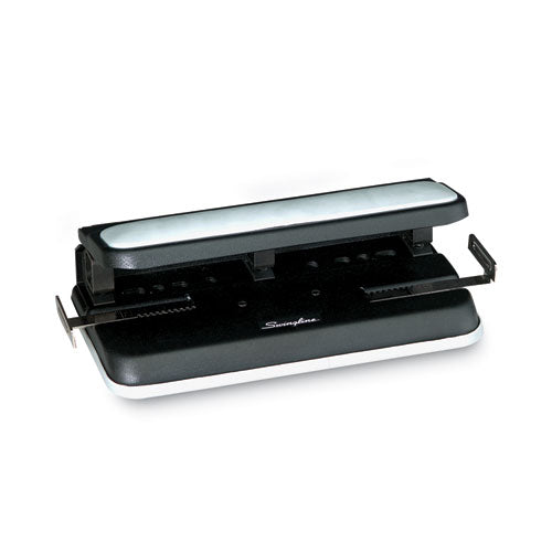 Image of Swingline® A7074350F 32-Sheet Lever Handle Heavy-Duty Two- To Seven-Hole Punch, 9/32" Holes, Black