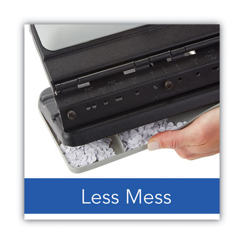 Image of Swingline® A7074350F 32-Sheet Lever Handle Heavy-Duty Two- To Seven-Hole Punch, 9/32" Holes, Black