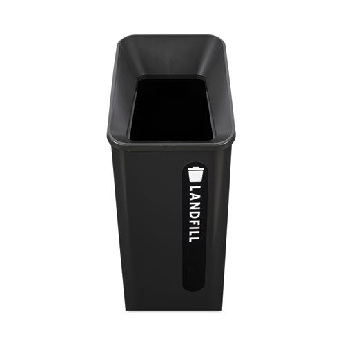 Image of Rubbermaid® Commercial 2078967 Sustain Decorative Refuse with Recycling Lid, 15 gal, Metal/Plastic, Black