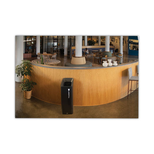 Image of Rubbermaid® Commercial 2078967 Sustain Decorative Refuse with Recycling Lid, 15 gal, Metal/Plastic, Black