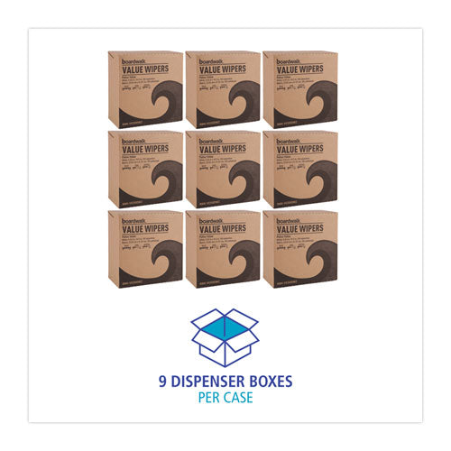 Image of Boardwalk® BWK-V030IDW2 DRC Wipers, 9.33 x 16.5, White, 100 Dispenser Packs, 9 Dispenser Packs/Carton