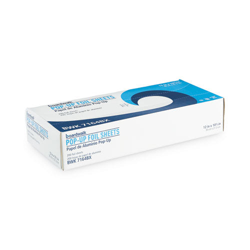Image of Boardwalk® BWK7164 Standard Aluminum Foil Pop-Up Sheets, 63 Gauge, 12 x 10.75, 200/Box, 12 Boxes/Carton