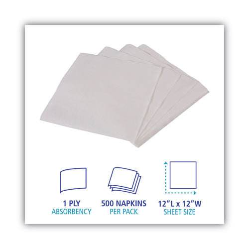 Image of Boardwalk® BWK8310 1/4-Fold Lunch Napkins, 1-Ply, 11.8 x 11.2, White, 6,000/Carton