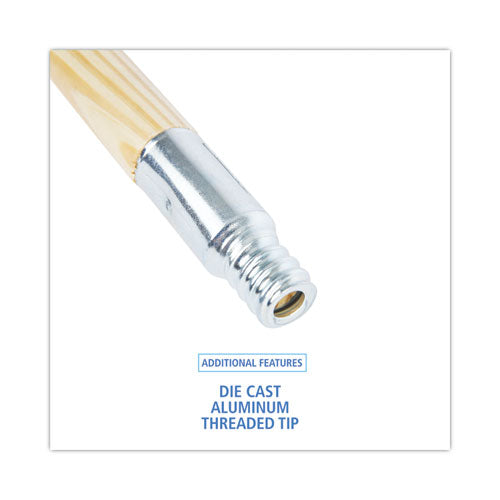 Image of Boardwalk® BWK136 Metal Tip Threaded Hardwood Broom Handle, 0.94" dia x 60", Natural