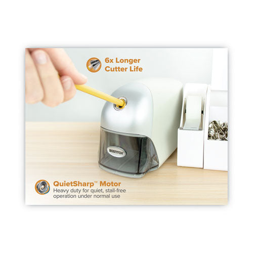 Image of Bostitch® BOSEPS8HDGRY Quietsharp Executive Electric Pencil Sharpener, Ac-Powered, 4 X 7.5 X 5, Gray