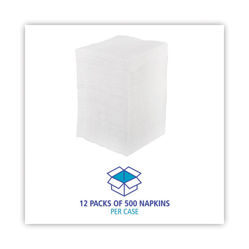 Image of Boardwalk® BWK8310 1/4-Fold Lunch Napkins, 1-Ply, 11.8 x 11.2, White, 6,000/Carton