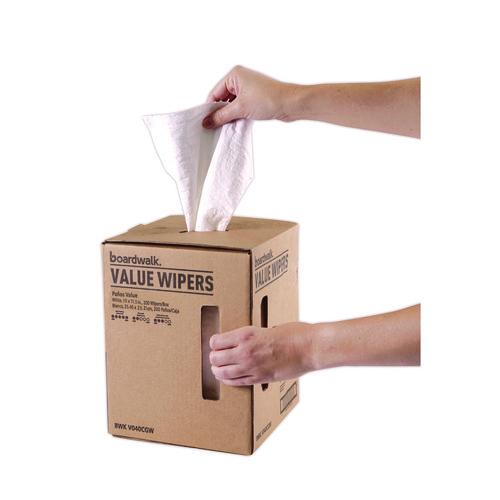 Image of Boardwalk® BWK-V040CGW DRC Wipers, Centerpull, 10 x 11.5, White, 200/Carton