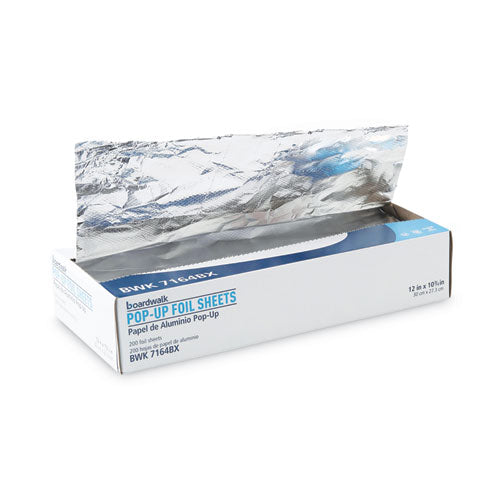 Image of Boardwalk® BWK7164 Standard Aluminum Foil Pop-Up Sheets, 63 Gauge, 12 x 10.75, 200/Box, 12 Boxes/Carton
