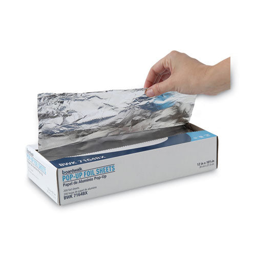 Image of Boardwalk® BWK7164 Standard Aluminum Foil Pop-Up Sheets, 63 Gauge, 12 x 10.75, 200/Box, 12 Boxes/Carton